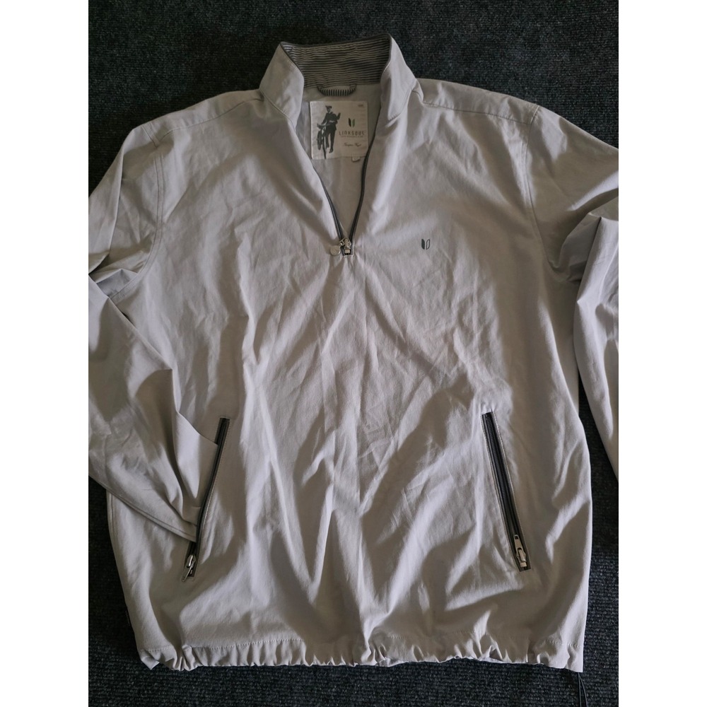 LINKSOUL Mens Tempus Fugit Quarter-Zip Pullover White Golf Jacket Size M